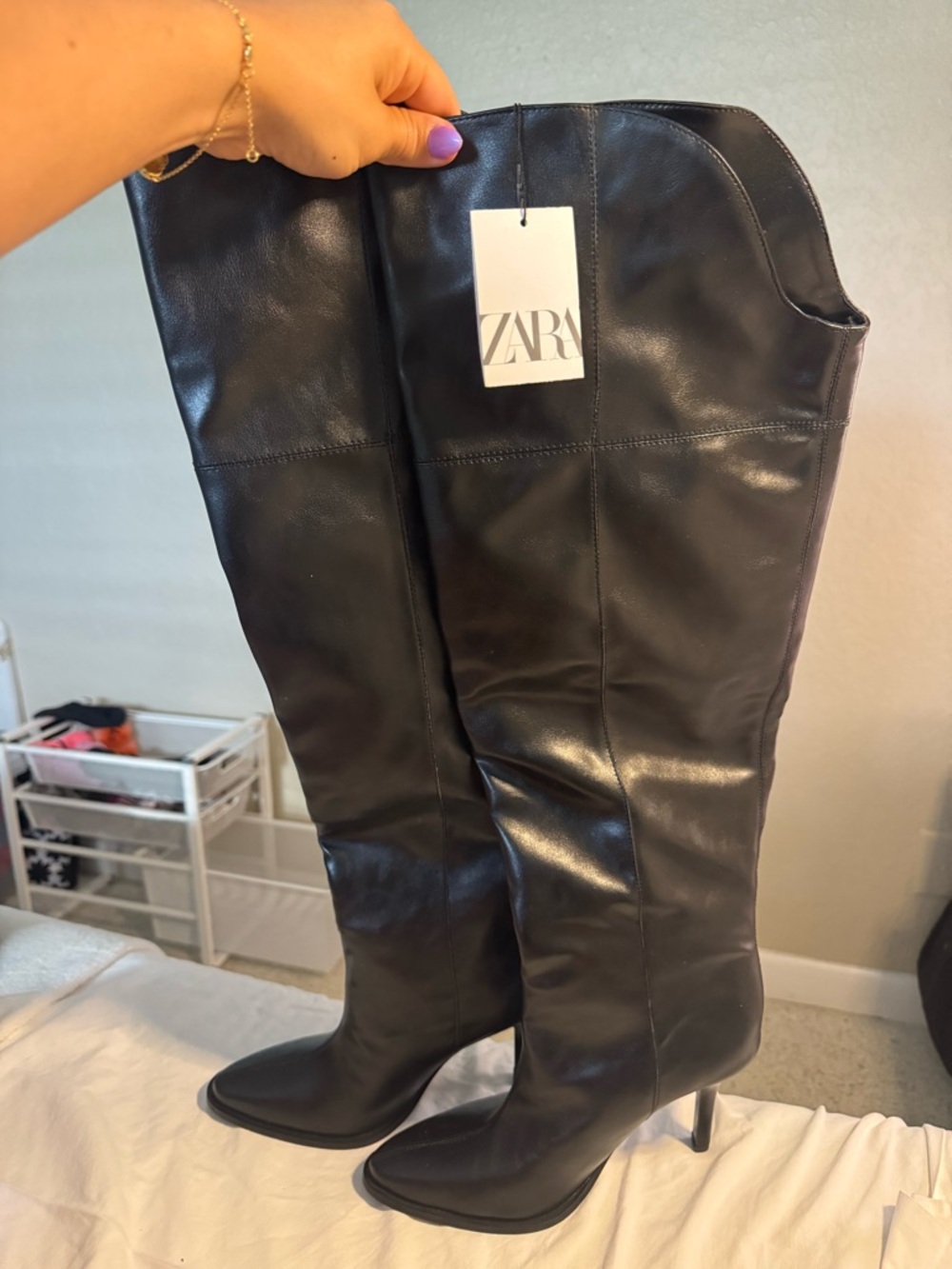 Zara Black high Boots with Price Tag